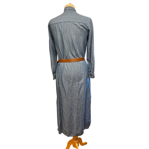 Michael Kors Denim Maxi Shirt Dress W/ Gold Buttons & Belt P/S Long Sleeve Casua - Picture 2 of 9